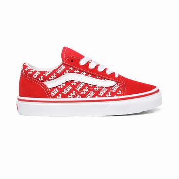 Vans Logo Repeat Old Skool - Lasten Tennarit - Punainen/Valkoinen